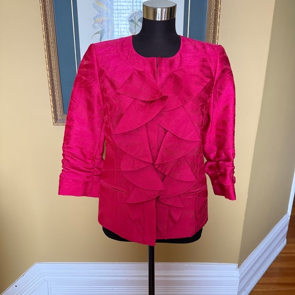 Vibrant Pink Ruffled Jacket - Picture 1 of 10